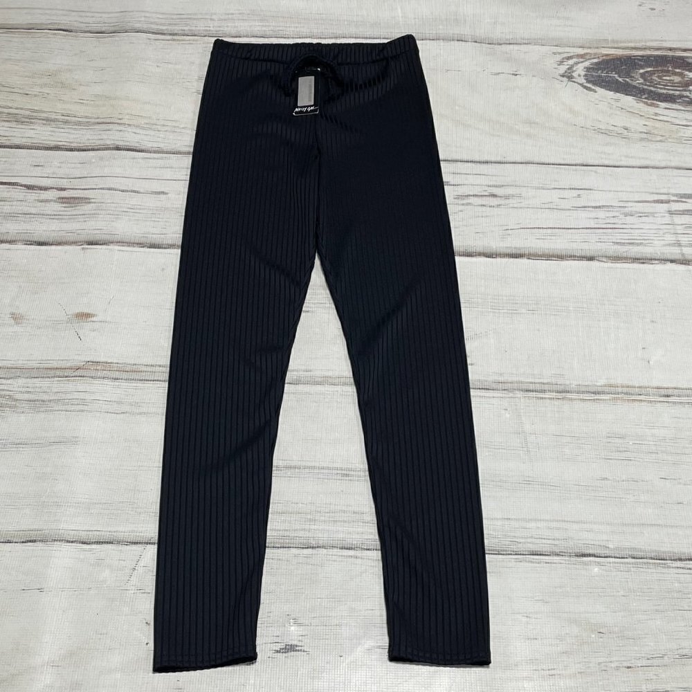 Nasty Gal Leggings Pull On Skinny Stripe Black NWT Size 10